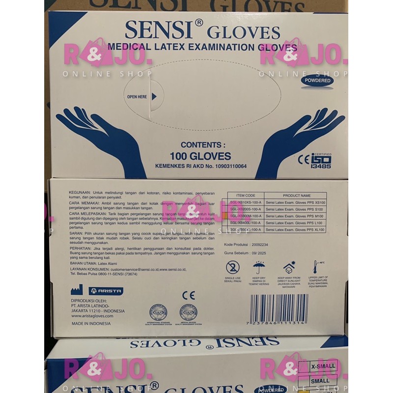 SARUNG TANGAN LATEX SENSI ISI 100 pcs