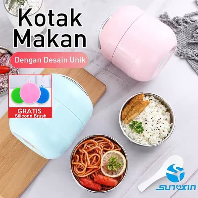rantang oval lunch box set stainless steel/tempat makan   kuning, besar