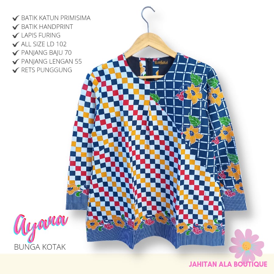 AYANA BUNGA - Blouse Batik Wanita Atasan Batik Wanita Lapis Puring