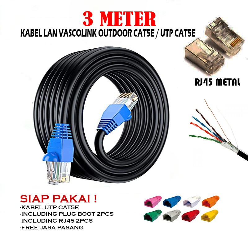 Kabel LAN Outdoor Kabel UTP Vascolink Cat5E 3 Meter High Quality