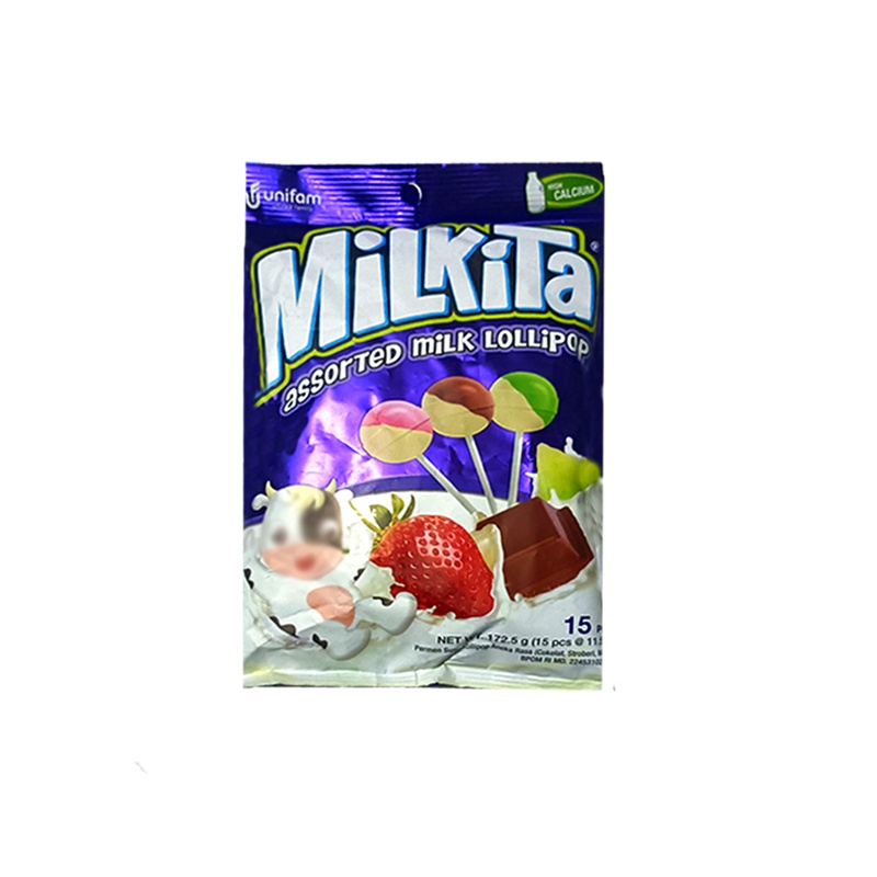 

Milkita Candy Loly Pop Permen Susu Aneka Rasa 15Pcs 172Gram