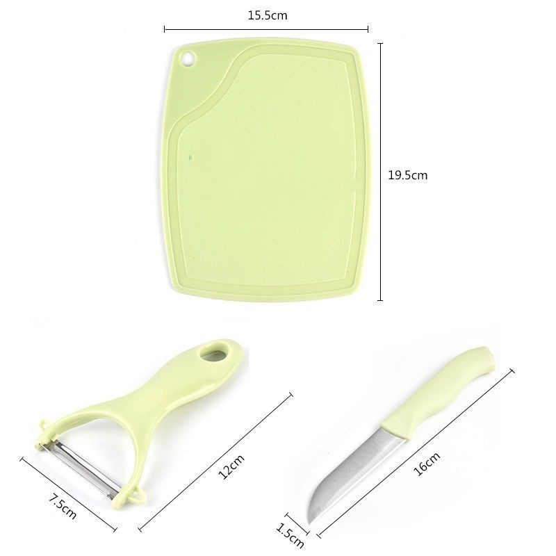 Pisau Set Talenan 3in1 Stainless Pisau Pengupas Buah Sayur Dapur Knife Peeler Fruit Chopping Board