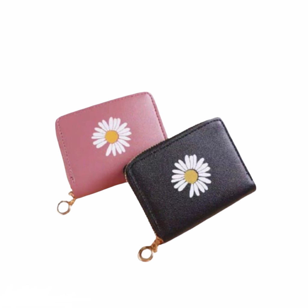 (COD) Dompet Wanita Koin/kartu Dompet Mini Motif Bunga Daisy MALL SHOPPING