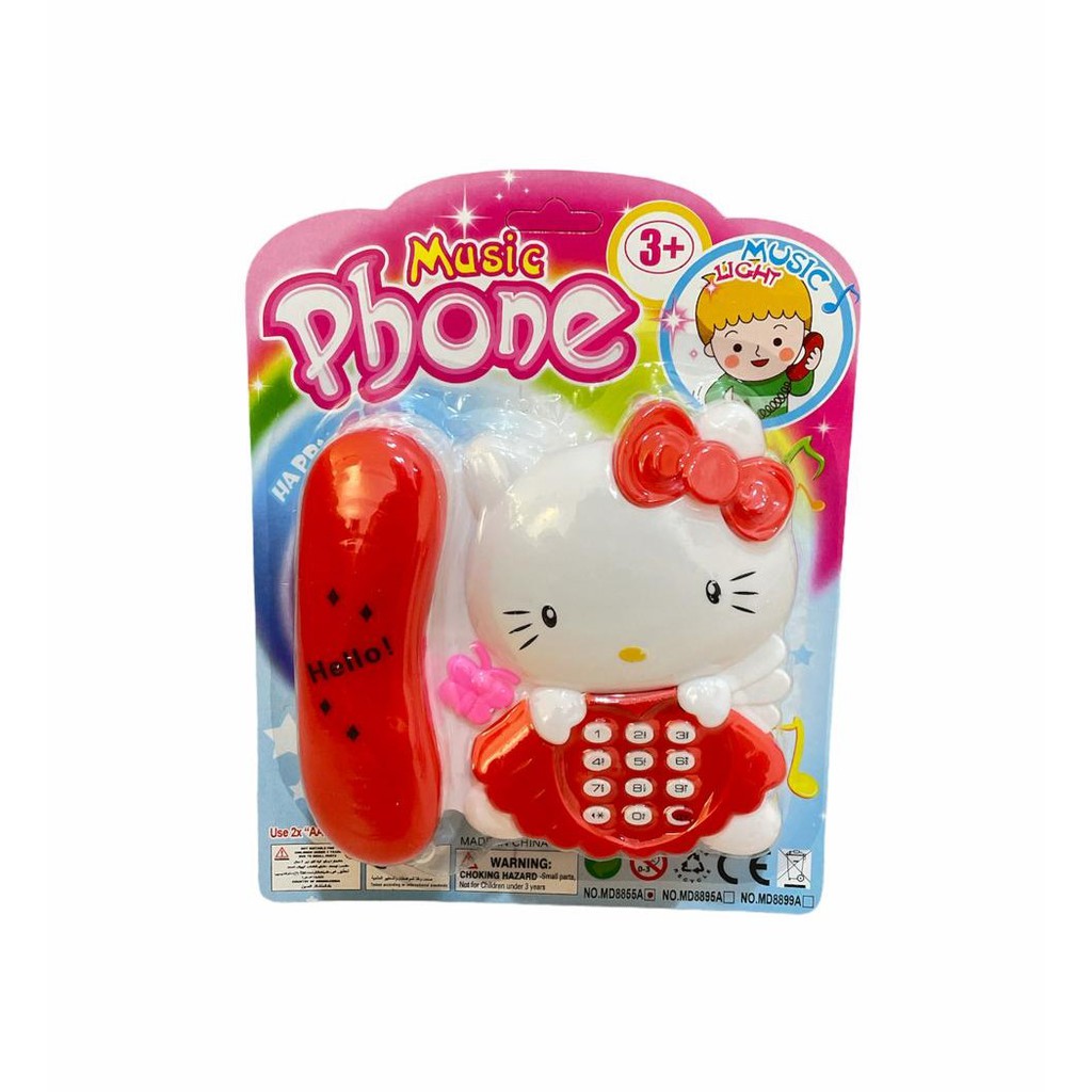 Mainan Anak Telepon Hello Kitty Telepon Rumah Dengan Musik &amp; Lampu