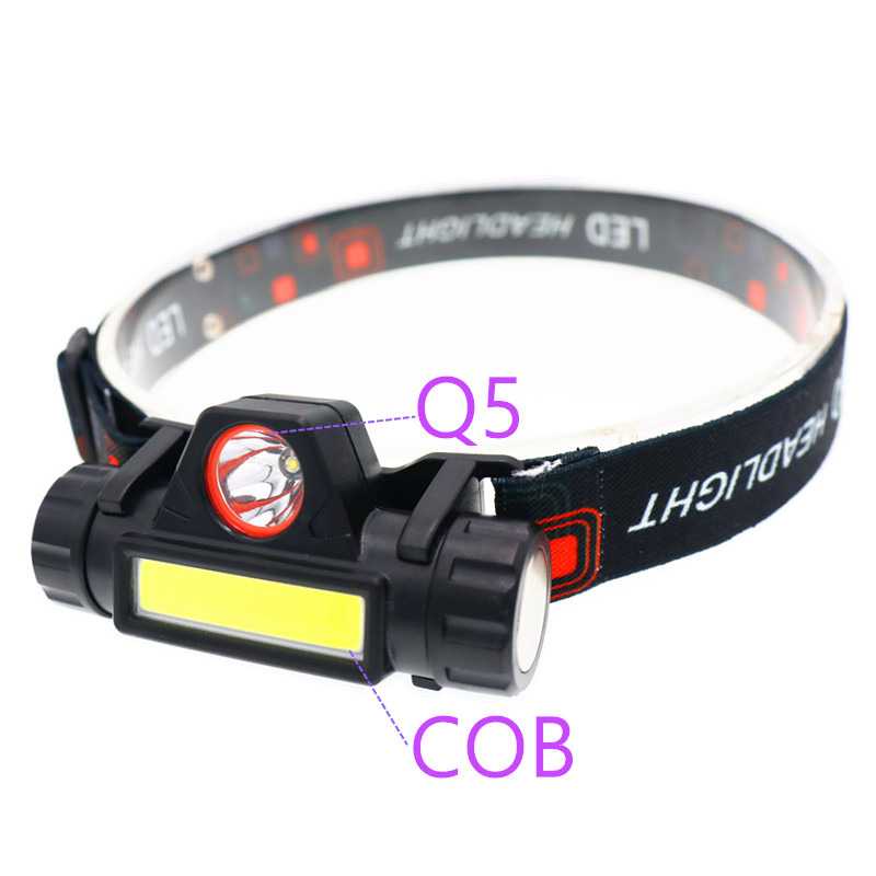 Senter Kepala LED Headlamp Outdoor Waterproof Headlight USB Rechargeable LELITEN LE022 Q5 + COB +  1 Baterai Lithium