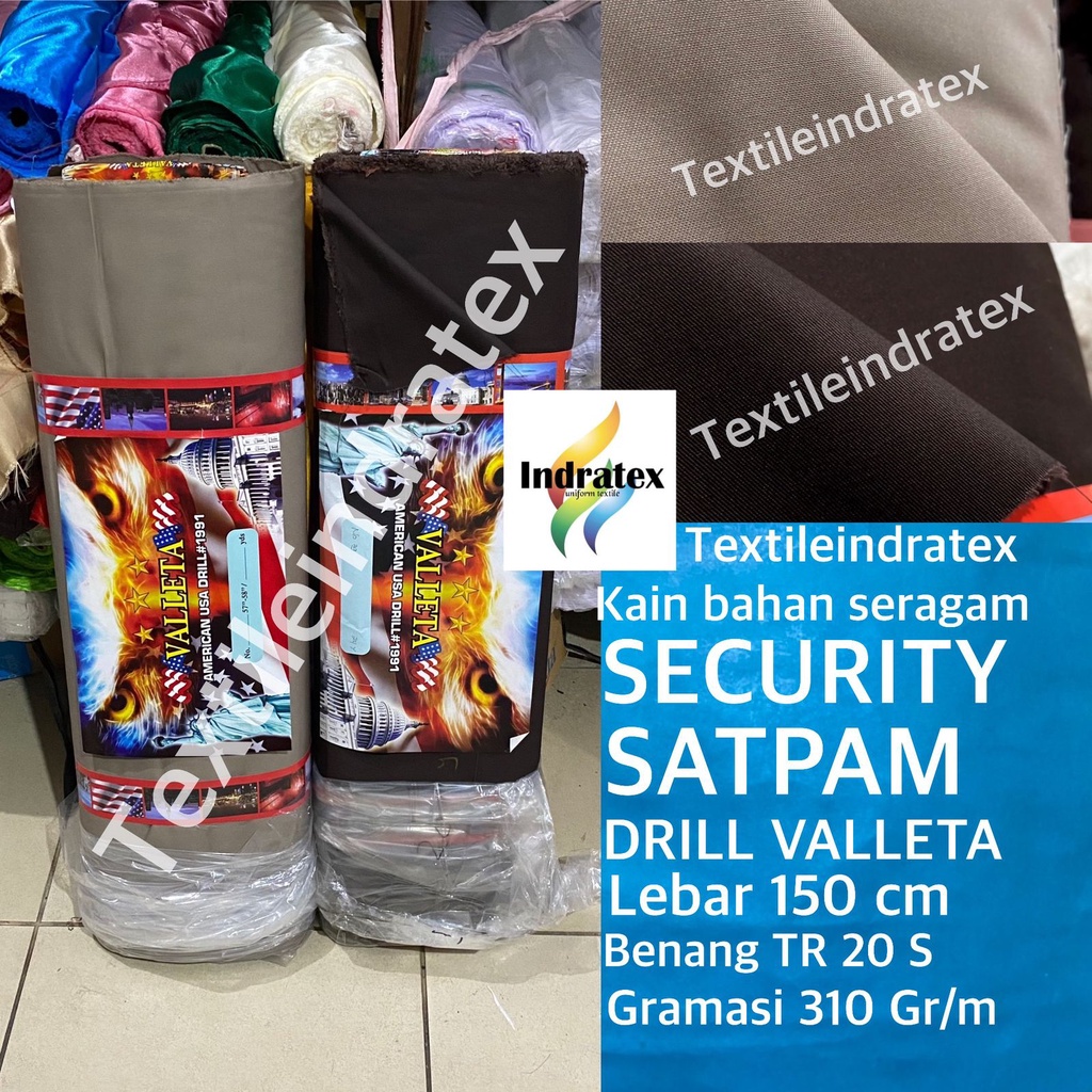 ( per setengah meter ) Bahan seragam POLISI SATPAM SECURITY kain twill AMERICAN DRILL VALLETA lebar 150 cm baju PDH PDL