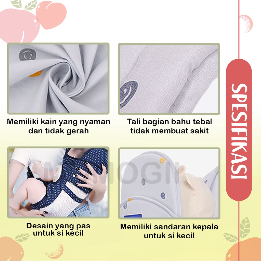 MOMOGII Gendongan Bayi Depan  Hipseat Baby Carrier