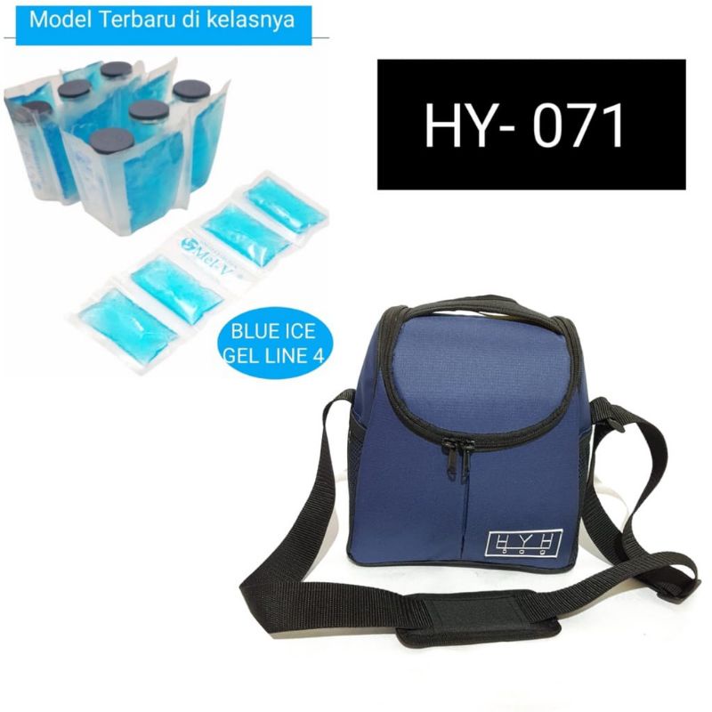 HY-071 COOLER BAG HYH + 6 BOTOL ASI + 2 HANGER ICE GEL LINE ISI 4  / TAS PERLENGKAPAN ASI ASIP TAS BAYI JKT