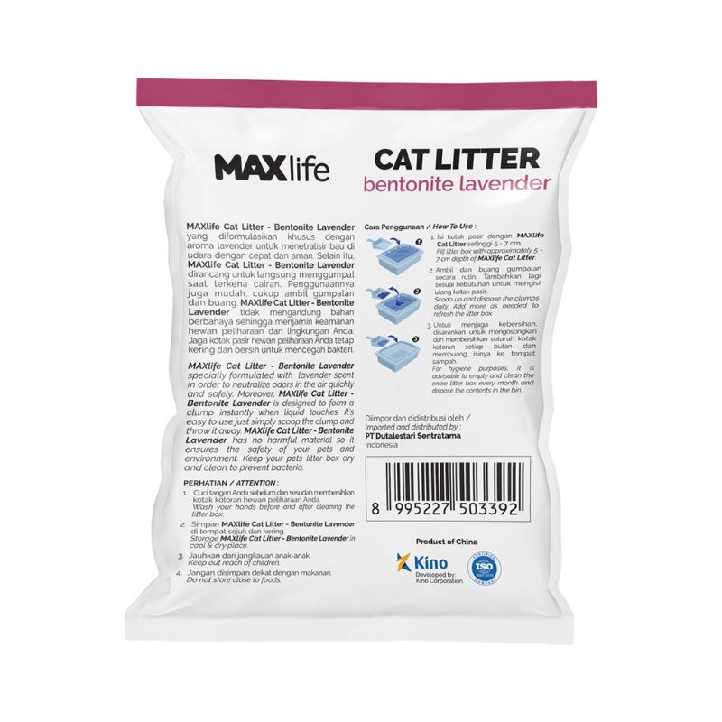 MAXlife cat litter lavender 10L pasir kucing wangi gumpal