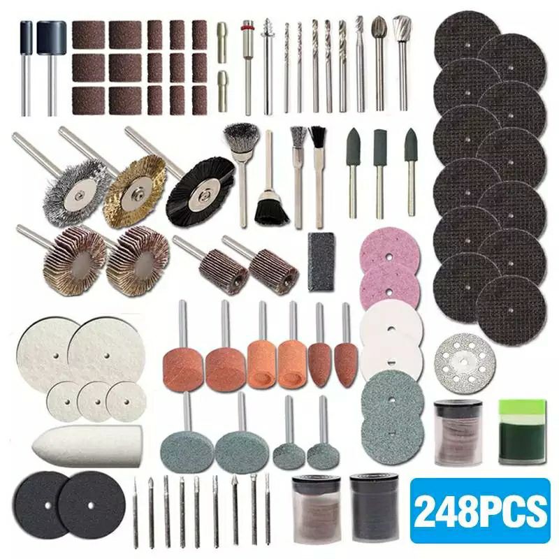 Set 248pcs Mata Gerinda Potong Plat Besi Poles Bor Mini Grinder
