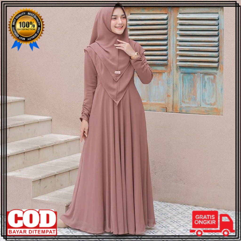 Gamis syari jilbab 2 layer Jumbo Mayra Syarii Wenela Syar'i Set Dress busui Marya Syar i terlaris