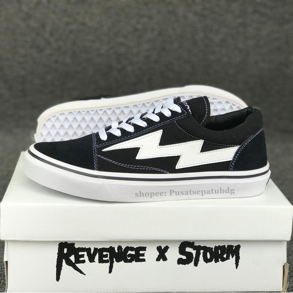 TERLARIS SEPATU REVENGE X STORM BLACK WHITE OLDSKOOL PREMIUM