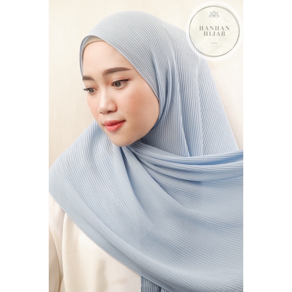 PLEATED SHAWL / PASHMINA FULL PLISKET-Soft Blue