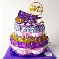 Tower Snack Cake tema ungu ulang tahun, birthday, buket snack cokelat valentine lokasi semarang kado, hadiah, bingkisan, parcel, hampers natal dan tahun baru