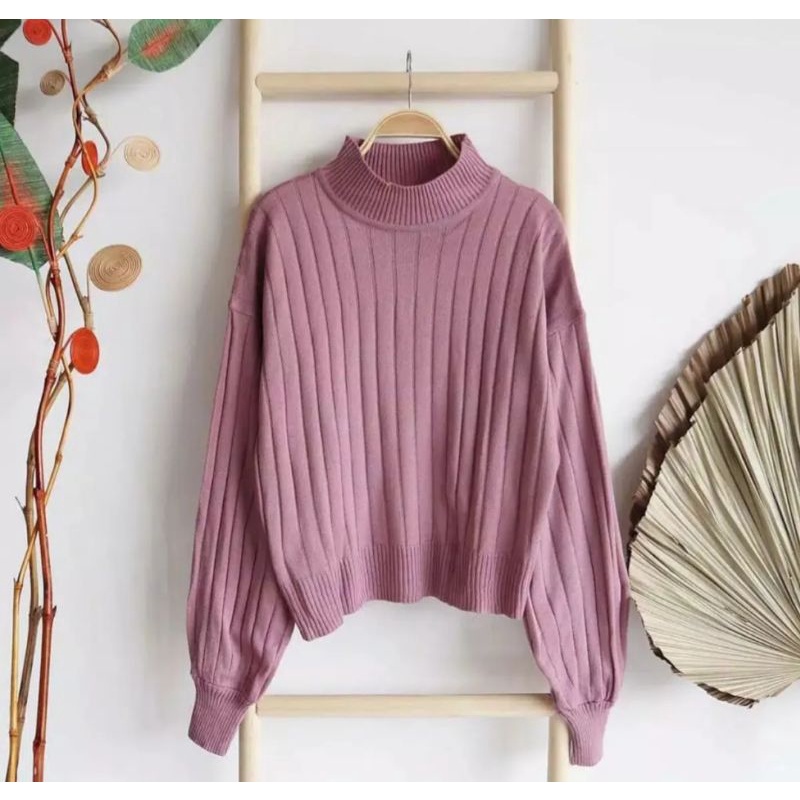 JOVANKA RAJUT OVERSIZE TURTLENECK KNITWEAR SWEATER RAJUT TANGAN BALON BB 40 - 65 KG BAHAN HALUS ADEM NYAMAN DI PAKAI TEBAL PREMIUM