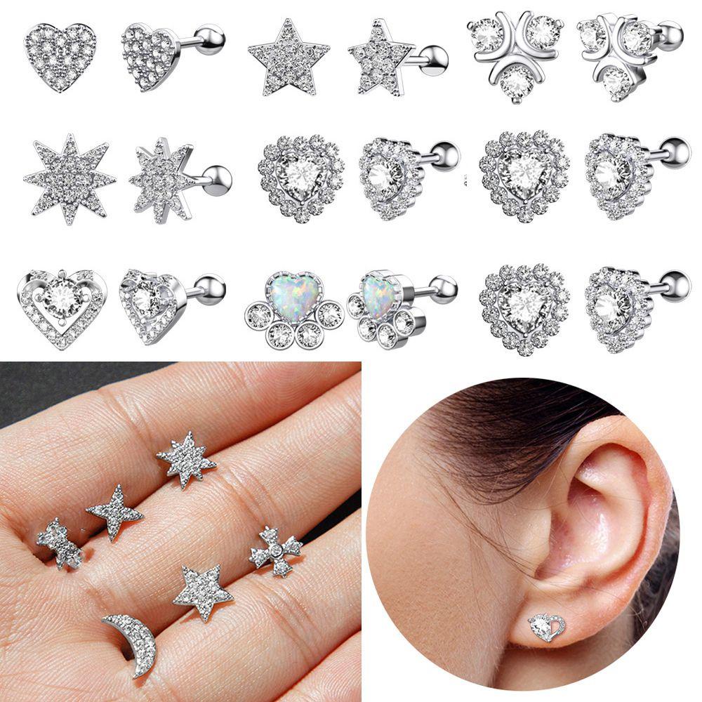 Solighter Tragus Cartilage Piercing Steel Aksesoris Ears Stud Helix Anting Tulang Telinga