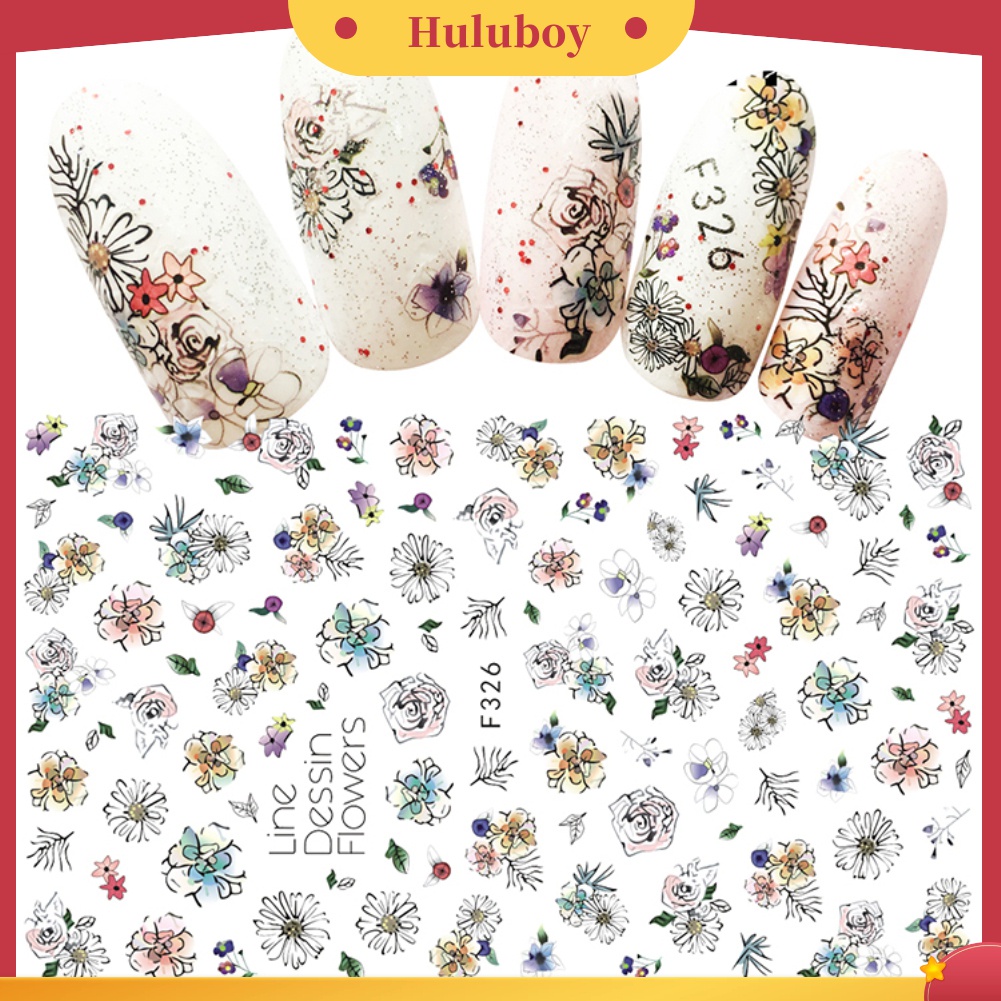 Huluboy Huluboy♡ Stiker Nail Art Motif Buah / Bunga / Daun / Tanaman