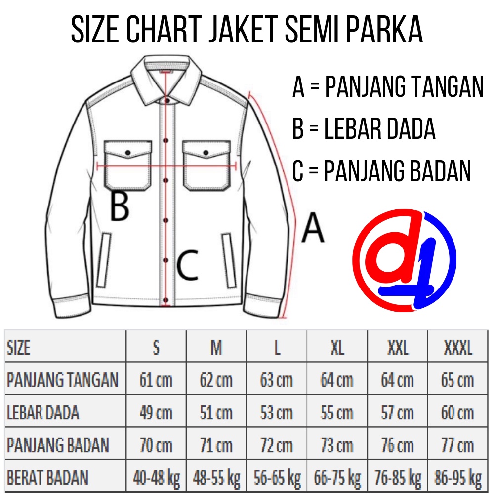 Dfour Jaket Semi Parka Wanita S - XXXL Jumbo Trucker Baby Canvas