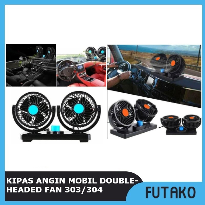 FUTAKO Kipas Angin Mobil Double-Headed Fan Aksesoris Mobil Interior 303 / 304