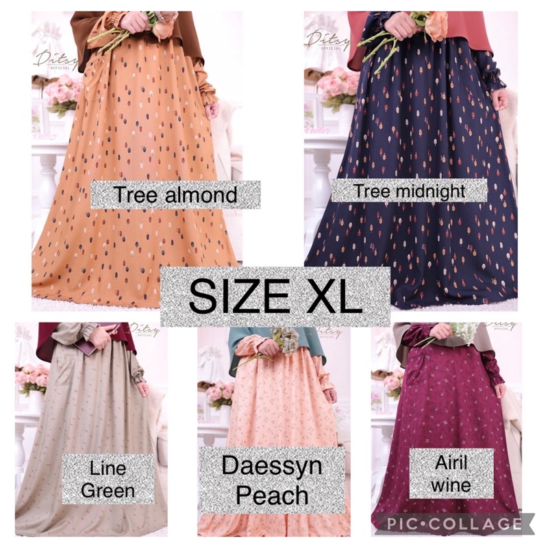 Nightgown Ditsy tgl 19 April 2022 ( tree almond XL, daessyn peach XL, line green XL)