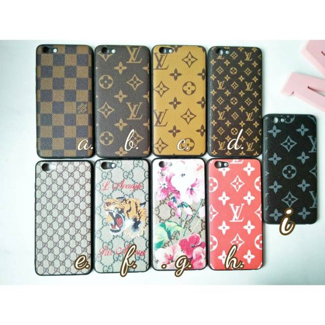 Case tpu branded leather elvi&gucci-oppo a71 vivo y71 redmi note5a 5plus s9plus