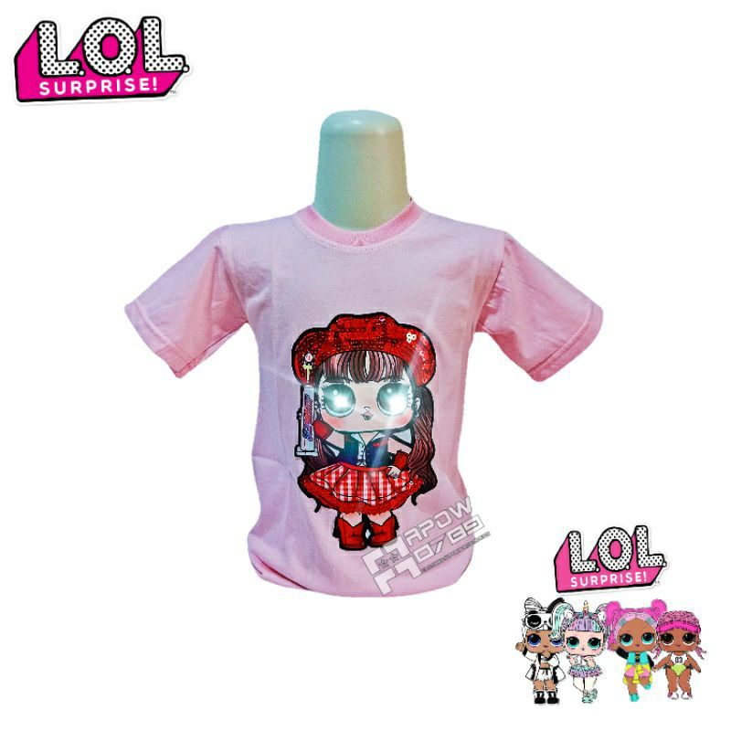 New arrival Paketan 3in1 Kaos LoL anak LED waisbag dan bucket hat t-shirt oblong anak perempuan