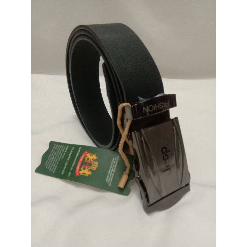 Ikat Pinggang Pria Sabuk Gesper Kulit Sintesis Tebal Men Belt Automatic Buckle Model Jepit