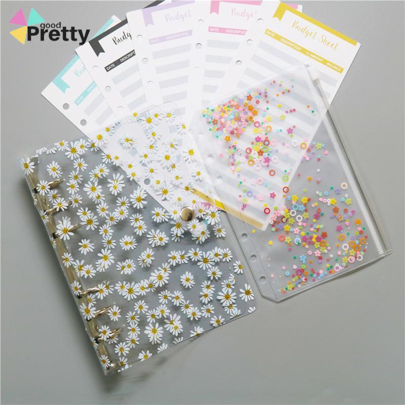 Buku Notebook / Catatan / Diary A6 Cover PVC Transparan Motif Bunga Daisy - PD