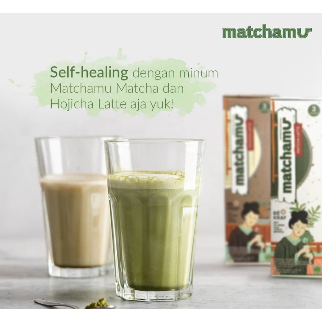 MATCHAMU Latte 24g Sachet - Matcha / Hojicha / Sakura / Kinako / Black Sesame - Minuman Superfood