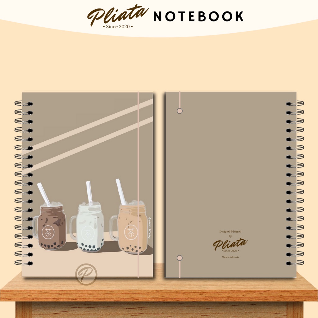 PLIATA NOTEBOOK SPIRAL - BOBA DRINK - Softcover Doft Aesthetic Book Buku Tulis