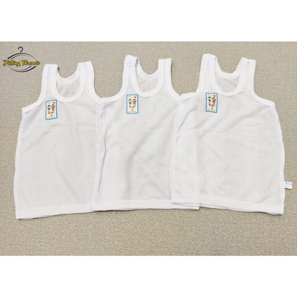 3 Pcs Singlet Anak Bayi Polos Kaos Dalam Star Kids/ Kaus Kutang Anak Salur Star Kids