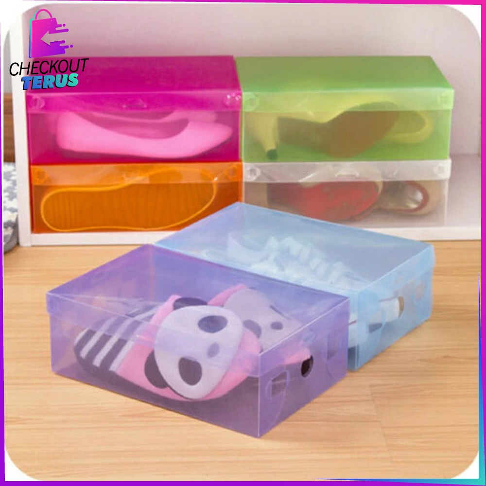 CT C157 Kotak Sepatu Tebal Serbaguna Kotak Rak Susun Sepatu Sandal Transparan Shoes Storage Box Orginizer