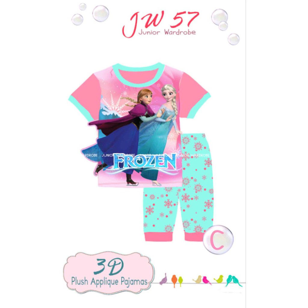 Jw 57c pakaian anak perempuan baju setelan kaos fashion the frozen