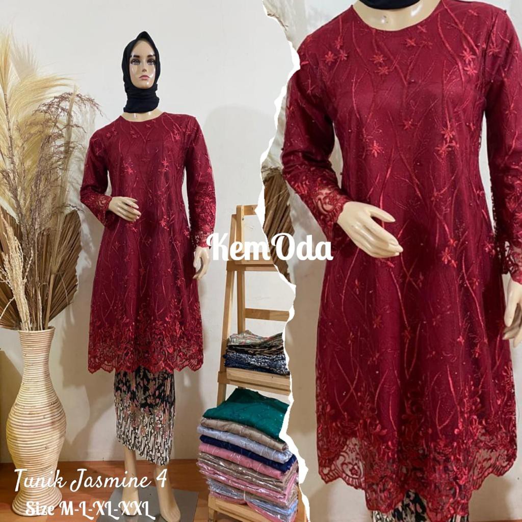 Setelan Kebaya Tunik Tule Bordir