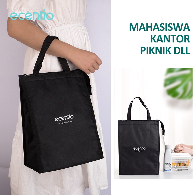 ecentio Tas Bekal Pola ikan Oxford cloth Lunch Bag