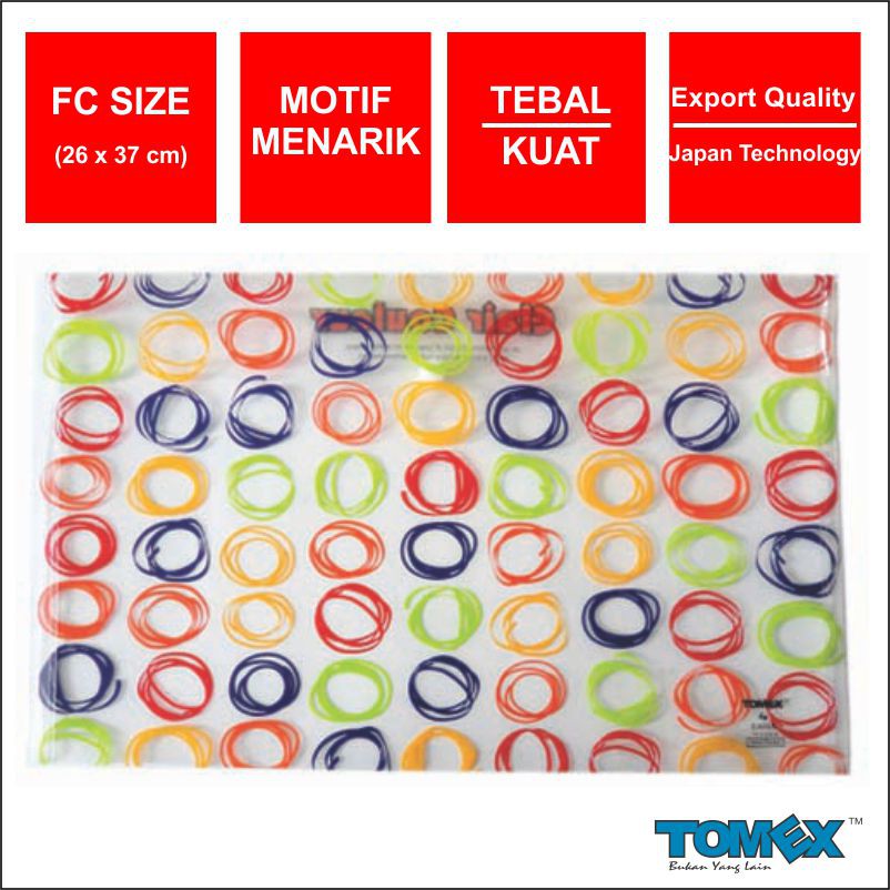 

TOMEX Map Plastik Kancing / Data Bag / Document Bag Horizontal Motif CLAIR COULOUR Folio Isi 6 Pcs