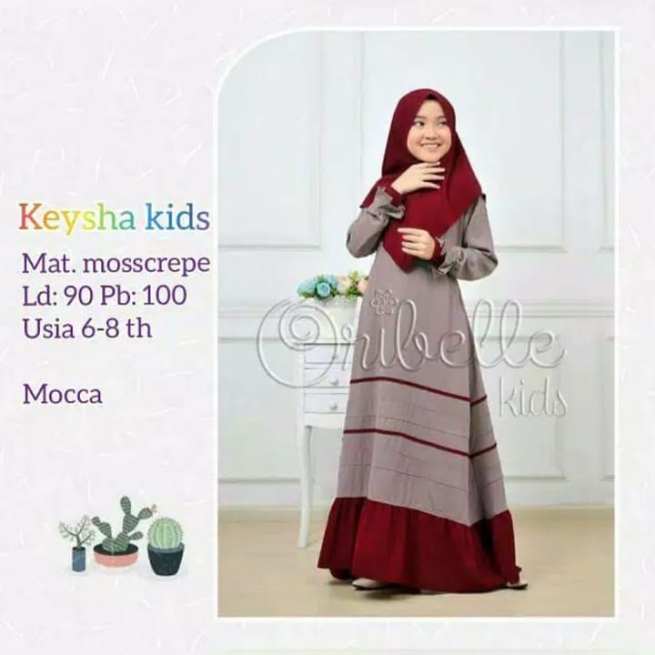 KEYSHA SYARI KIDS 6 - 8 TAHUN Kain MOSSCRAPE Dres Anak Murah Gamis Syari Set Anak Model Terbaru 2020