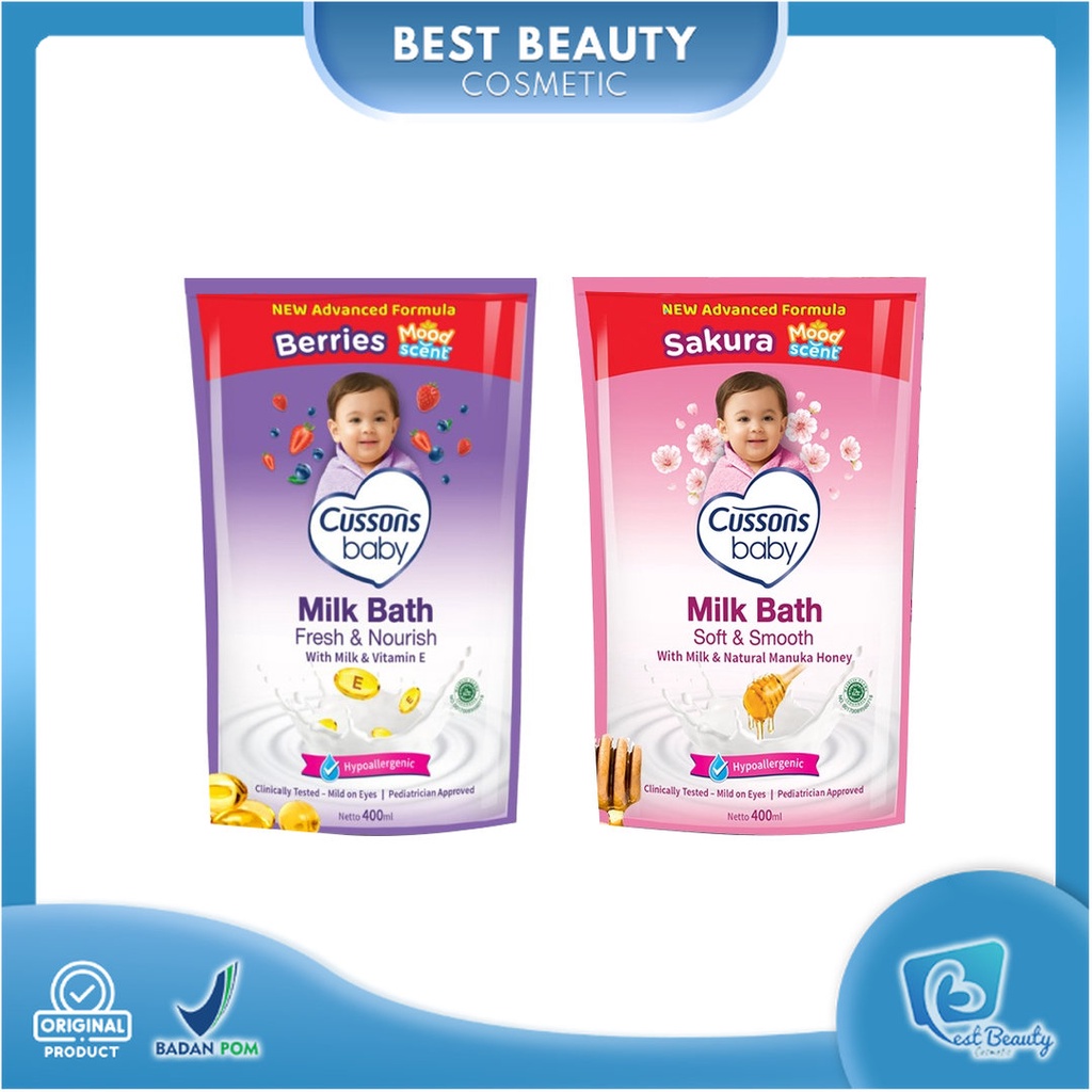 ★ BB ★ Cussons Baby Milk Bath Soft &amp; Smooth - Sabun Mandi Bayi Refill 400ml