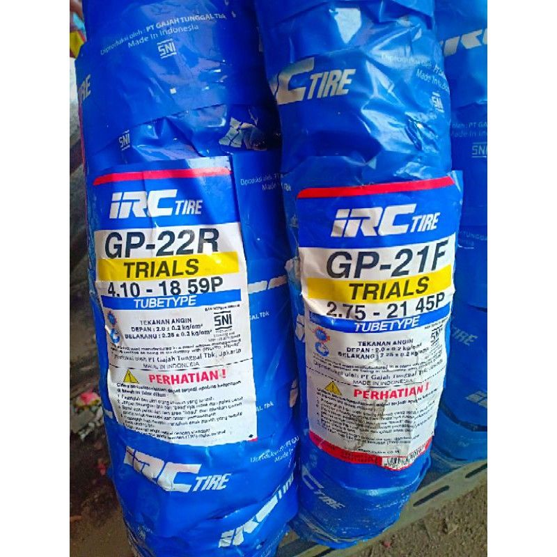 ban trail irc gp22/gp21 standar honda crf 150/yamaha wr 155/klx150 paket dpn/blkg ring 18/21 ukuran 