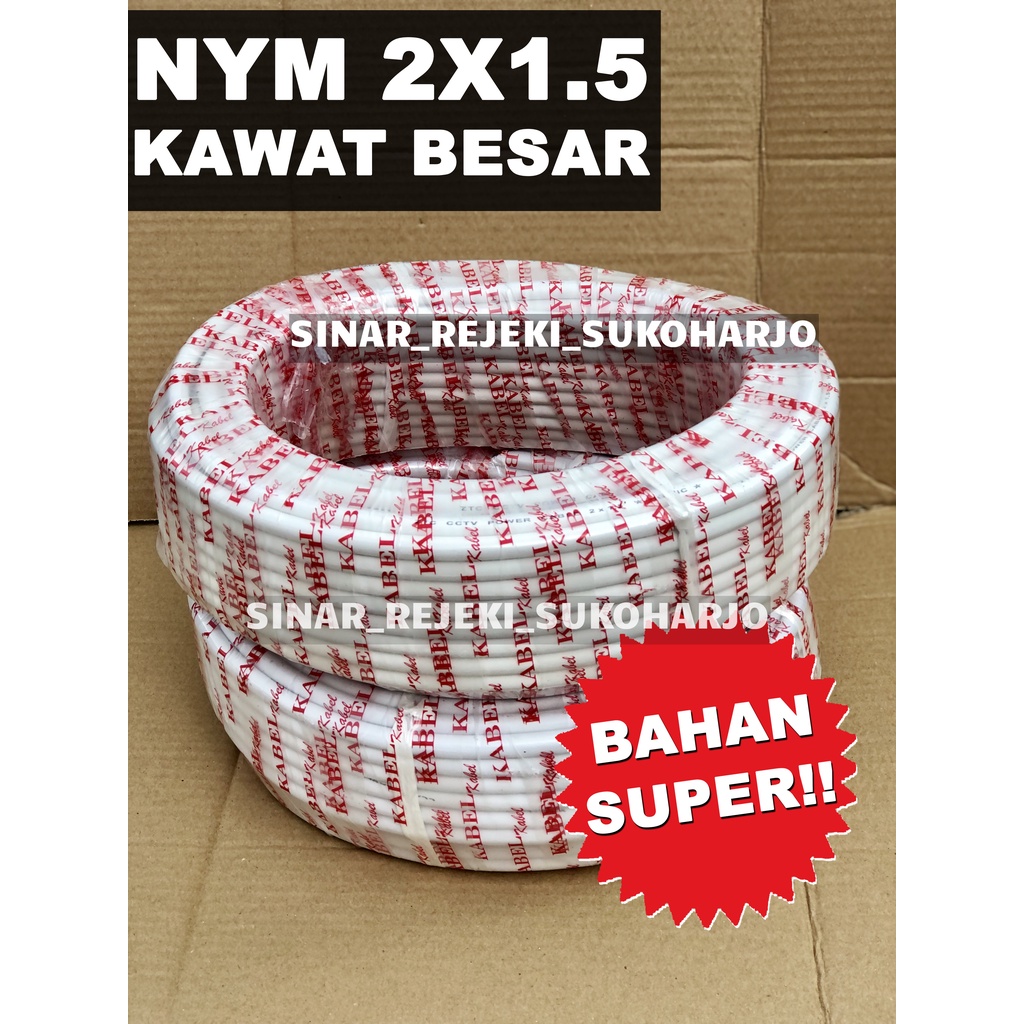 Kabel NYM 2X1.5 Kabel Listrik  NYM Super 1 ROLL 40 YARD Kawat 2X1,5 2 X 1.5 1,5 MM