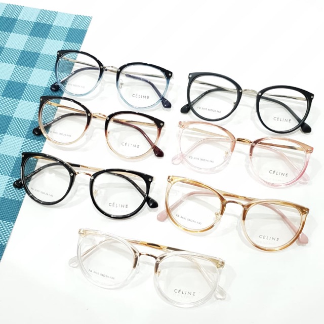 Paket lensa minus antiradiasi - frame kacamata fashion wanita celine