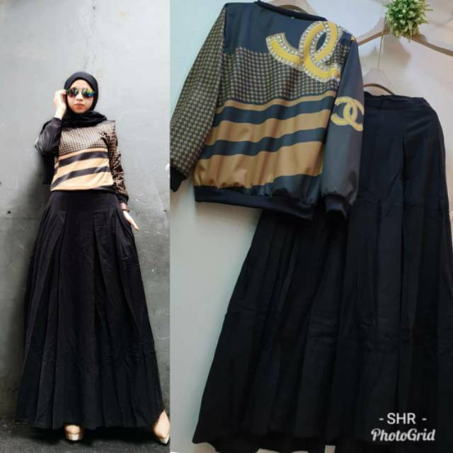 SETELAN ROK CHAN*L ORI SHR SET05 | SETELAN ROK SHR