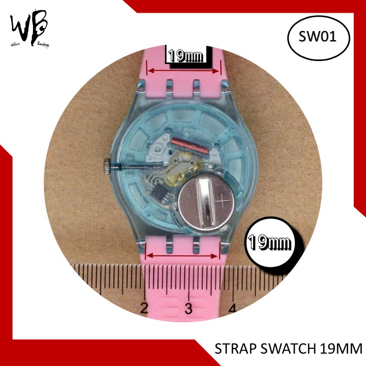 swatch strap fit size 19mm full Rubber transparan original oem