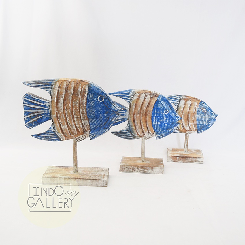 IKAN MEDITERRANEAN HIASAN DINDING SET 3 / HIASAN DINDING / HIASAN KAYU