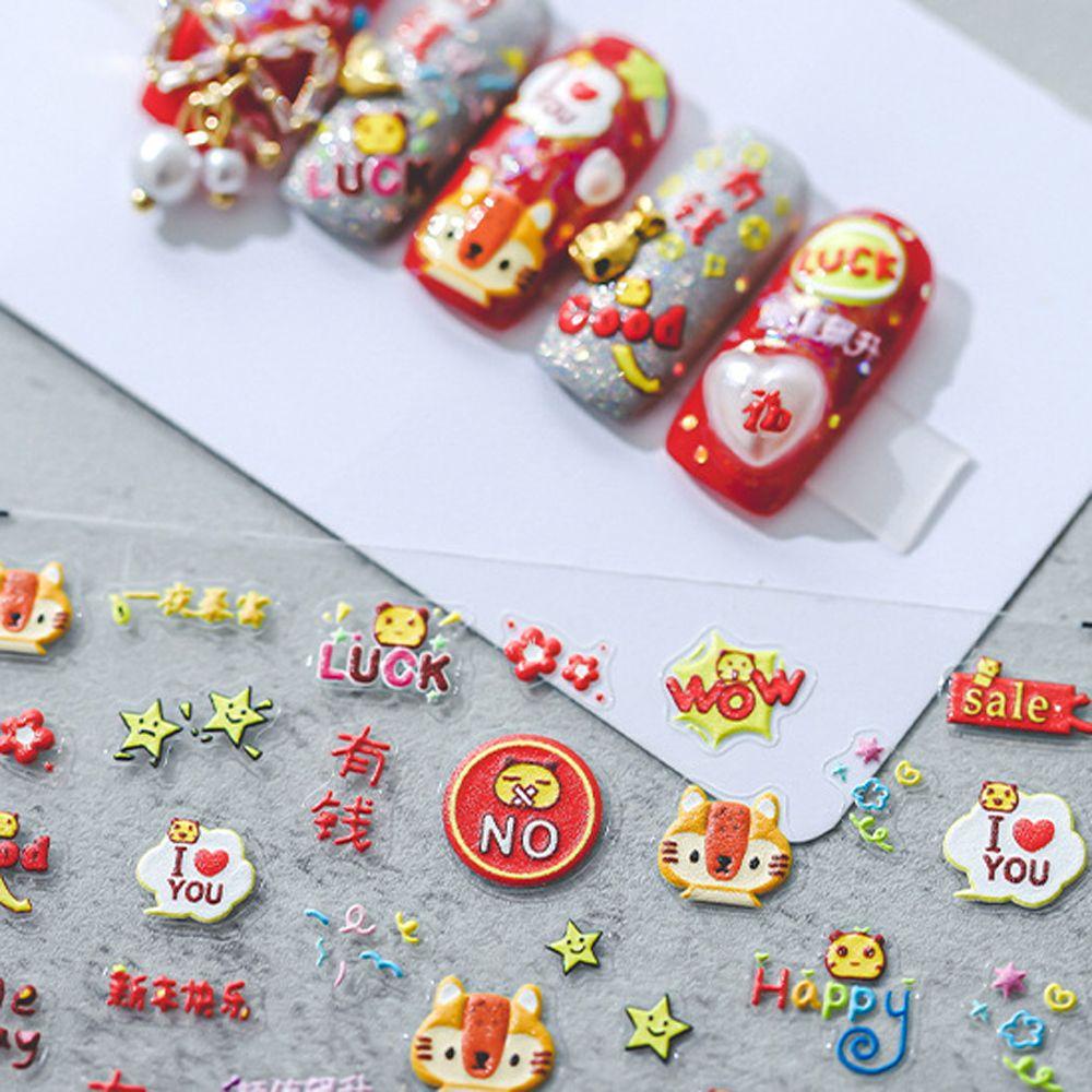 Mxbeauty Stiker Kuku Motif Kartun Hewan Fortuna / Macan Tutul / Bintang 5D Untuk Dekorasi Nail Art DIY