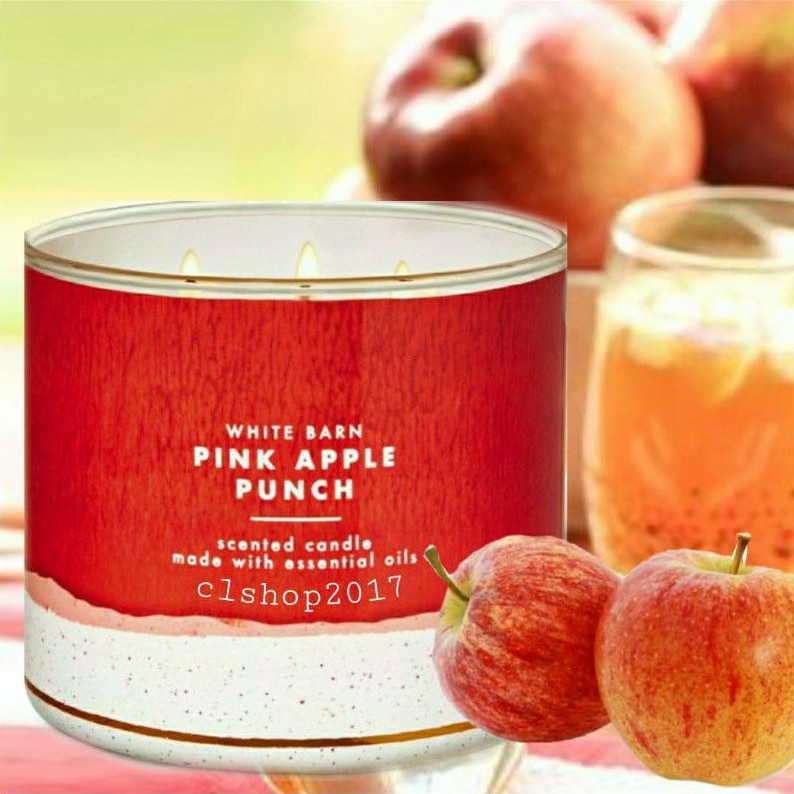 BATH &amp; BODY WORKS BBW PINK APPLE PUNCH 3-WICK SCENTED CANDLE 411 G LILIN WANGI 3 SUMBU UKURAN BESAR PENGHARUM RUANGAN