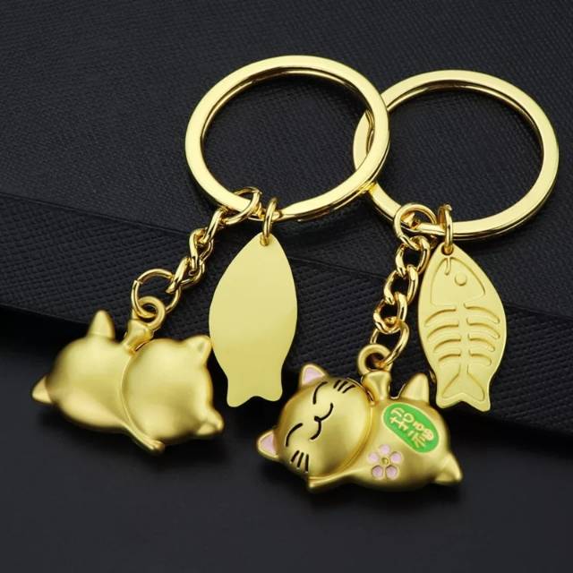 Gantungan kunci kucing lucky cat emas