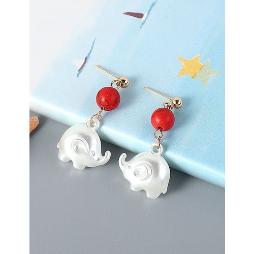 LRC Anting Tusuk Fashion  Acrylic Dumbo Alloy Bead Stud Earrings Y63772