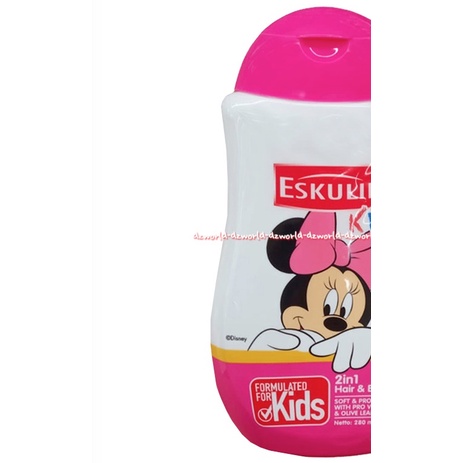 Eskulin Kids Sabun Shampoo 280ml Mickey Mouse Minnie Mouse Disney 2in1 Mikey Mose Mini Soap Shampoo Anak