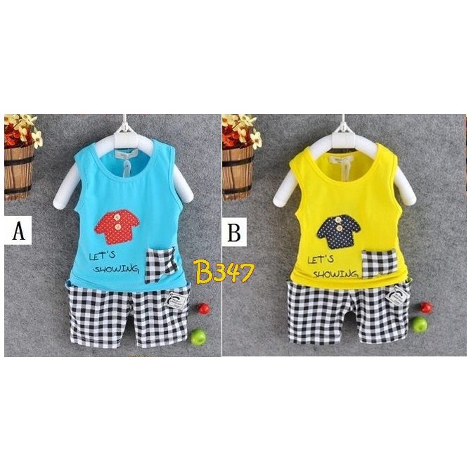 B347 / BAJU ANAK COWOK LENGAN PENDEK / SETELAN ANAK PENDEK